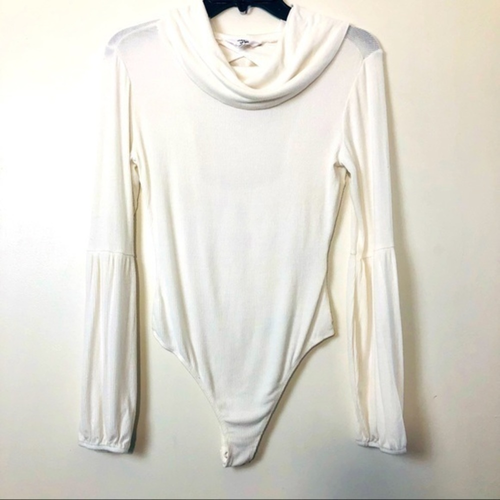 NWOT Jack by BB Dakota White Cowl Neck Bodysuit- Size Small